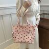 Large Capacity, Beautiful and Simple 2025 Autumn New Portable Tote Bag, Fashion College Style Strawberry Printed Shoulder Bag