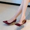 Осень новый металлический каблук не устают ноги высокие каблуки бордовый сексуальный темперамент тонкий каблук туфли-лодочки женские