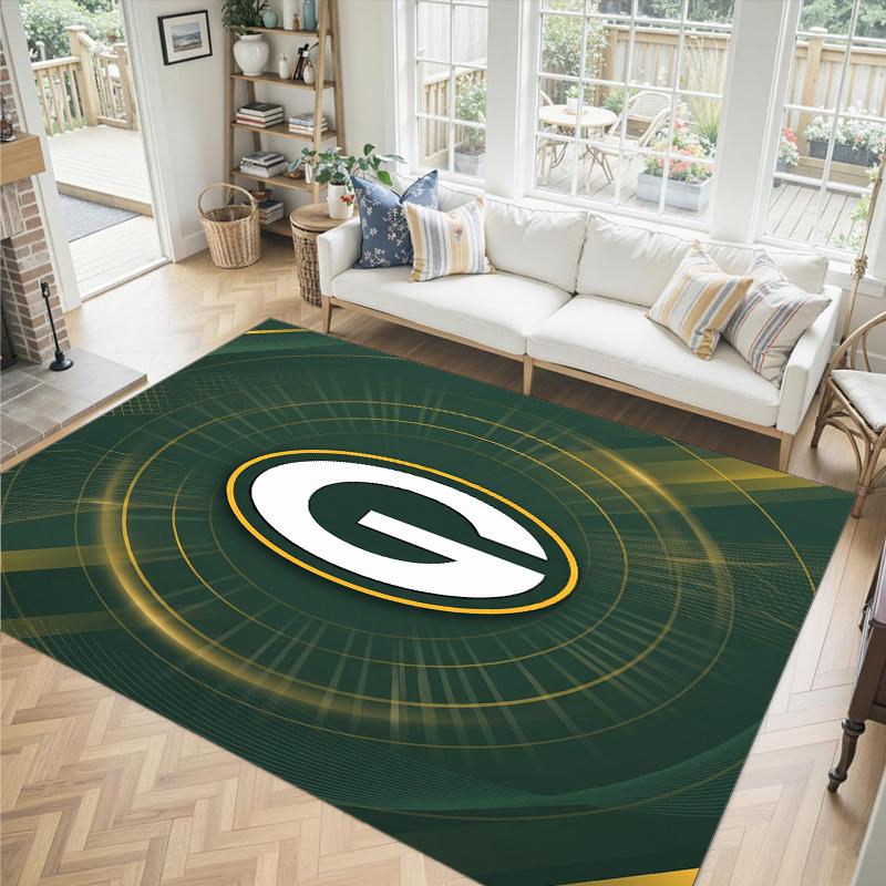 Green Bay Packers Design Crystal Velvet Carpet Cozy Non?Slip Printed Rug For Bedroom Living Room Entrance