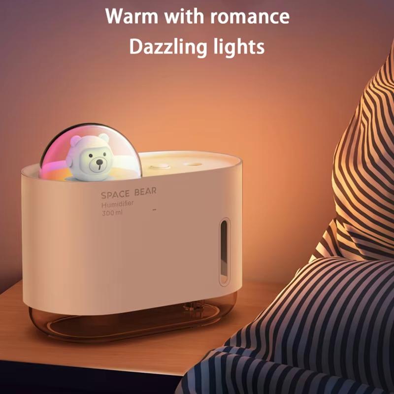 Новый увлажнитель воздуха Space Bear, цветной атмосферный светильник USB, настольный, для спальни, для установки в автомобиле, портативный, креативный, спрей для ароматерапии