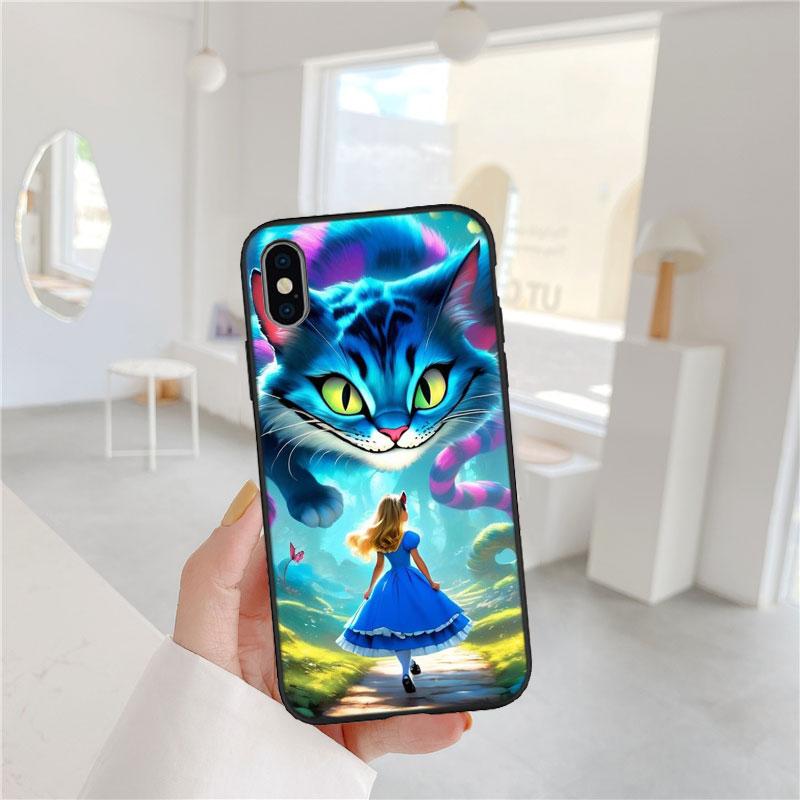 CJ3 Alice in Wonderland Cat Princess Soft Shell Phone Case for OPPO A3 Pro A72 A74 A76 A77 A77S A78 A79 A94 A95 A18 A40M A58