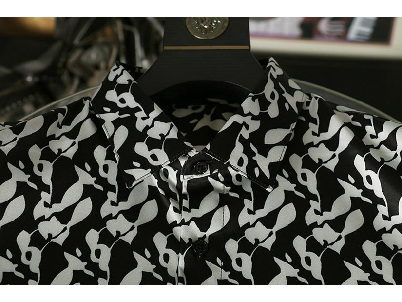 Мужские рубашки облегающего кроя с принтом, не требующие глажки, осень/зима