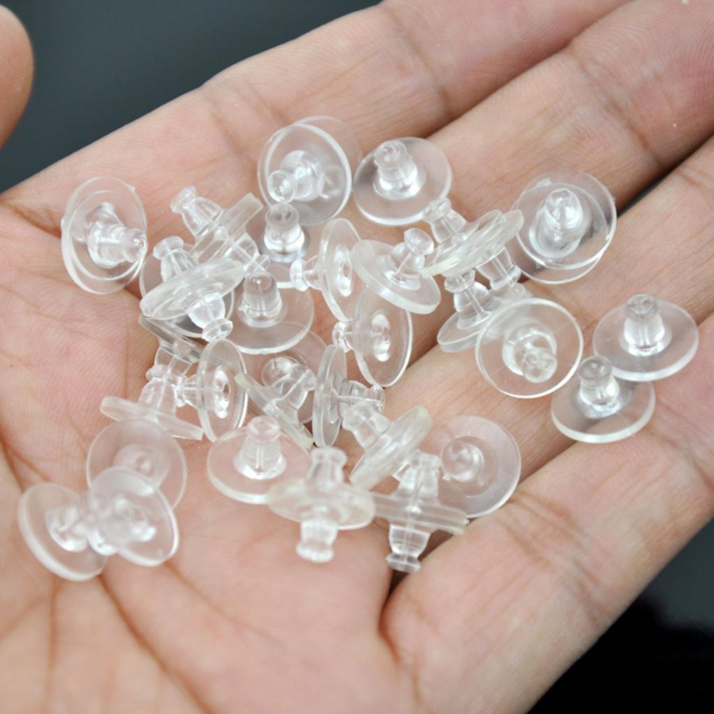 100pcs Clear Rubber Earring Stopper Plugs Secure Ear Studs Back Accessories Earrings Closures for Jewelry Enthusiasts