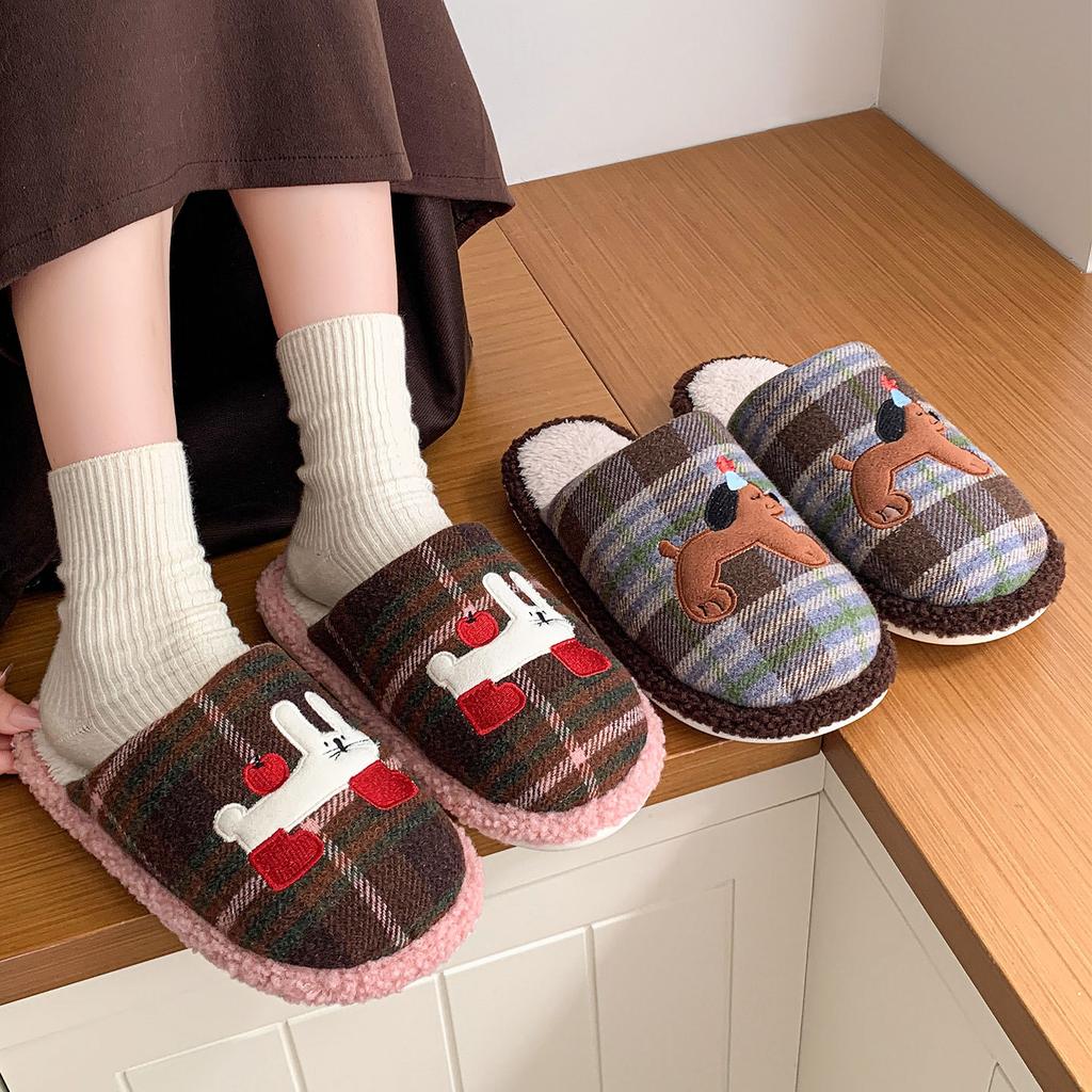 Non-slip and Antibacterial Cotton Slippers Autumn and Winter 2025 New Home Non-slip and Warm Couples Four-season Silent Slippers