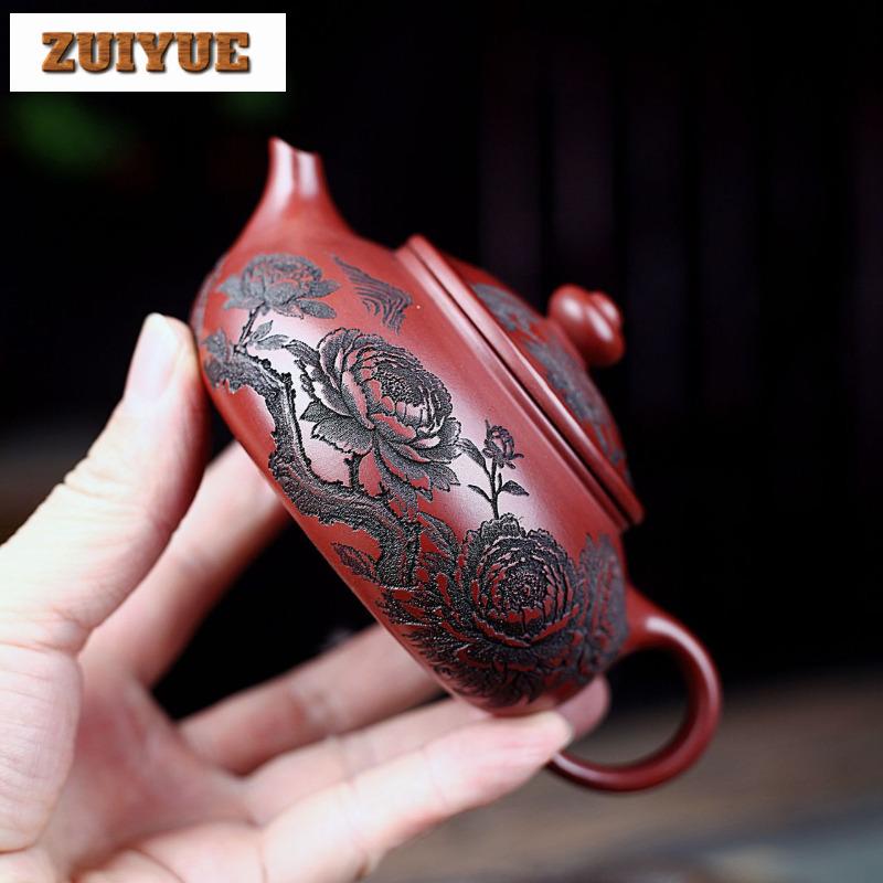 180ml Yixing Purple Clay Teapots Artists Handmade Han Jiang Pot Raw Ore Dragon's Blood Sand Tea Making Kettle Zisha Tea Set Gift