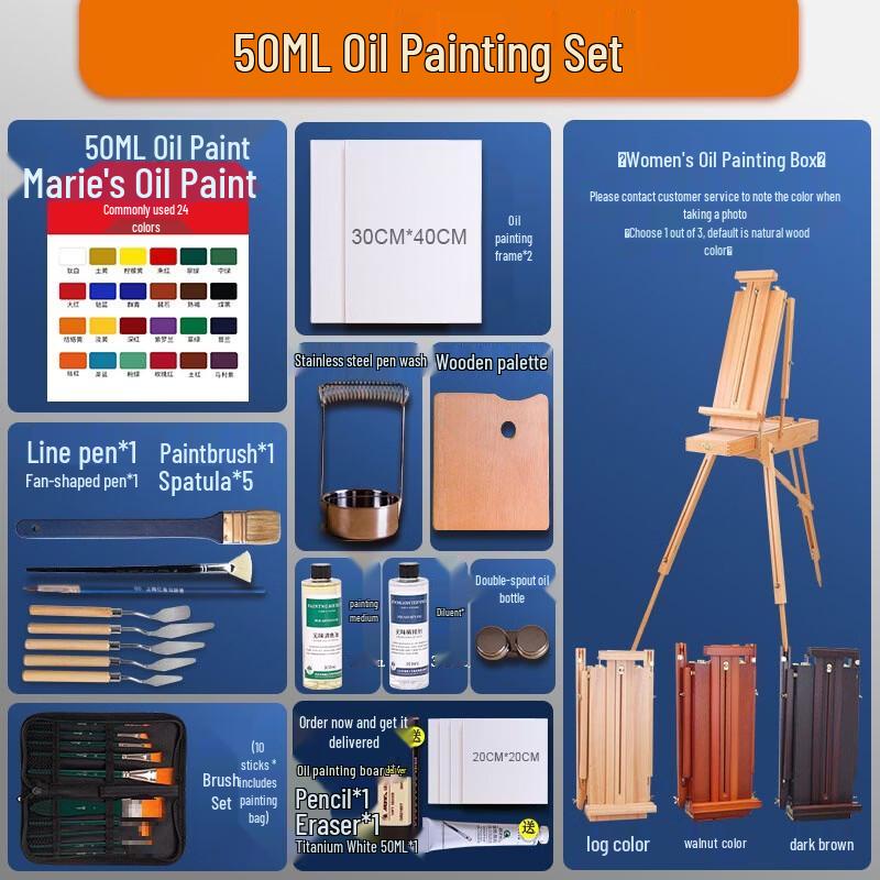 Handun HX-4 Easel & Mali 24-Color Oil Painting Set