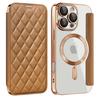 Подходит для iPhone16 Yadun Xiaoxiangfeng Магнитный чехол для мобильного телефона Противоугонный Щетка Apple 15 Кожаный чехол с ромбами из овчины