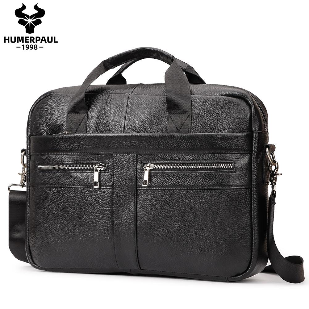 Humerpaul Мужские сумки и сумки на ремне из натуральной кожи, сумки для компьютера большой вместимости двойного назначения
