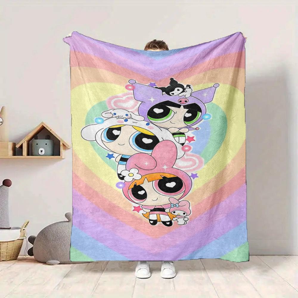 1pc Powerpuff Girls Blanket Lightweight Flannel Blanket Throw Blanket For Sofa, Bed, Travel, Camping, Livingroom, Office, Couch