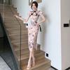Women's Retro Printing Modified Split-ended Slim-fitting Cheongsam Dress
