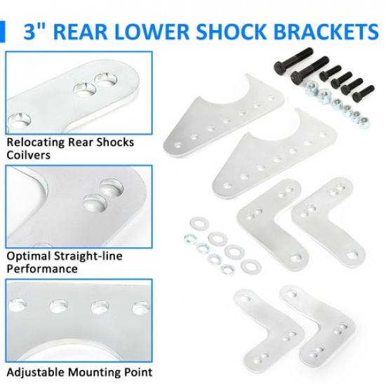 Adjustable Coil Over Coilover Shock Mount Kit Lower Brackets For 3" Axle Tubes