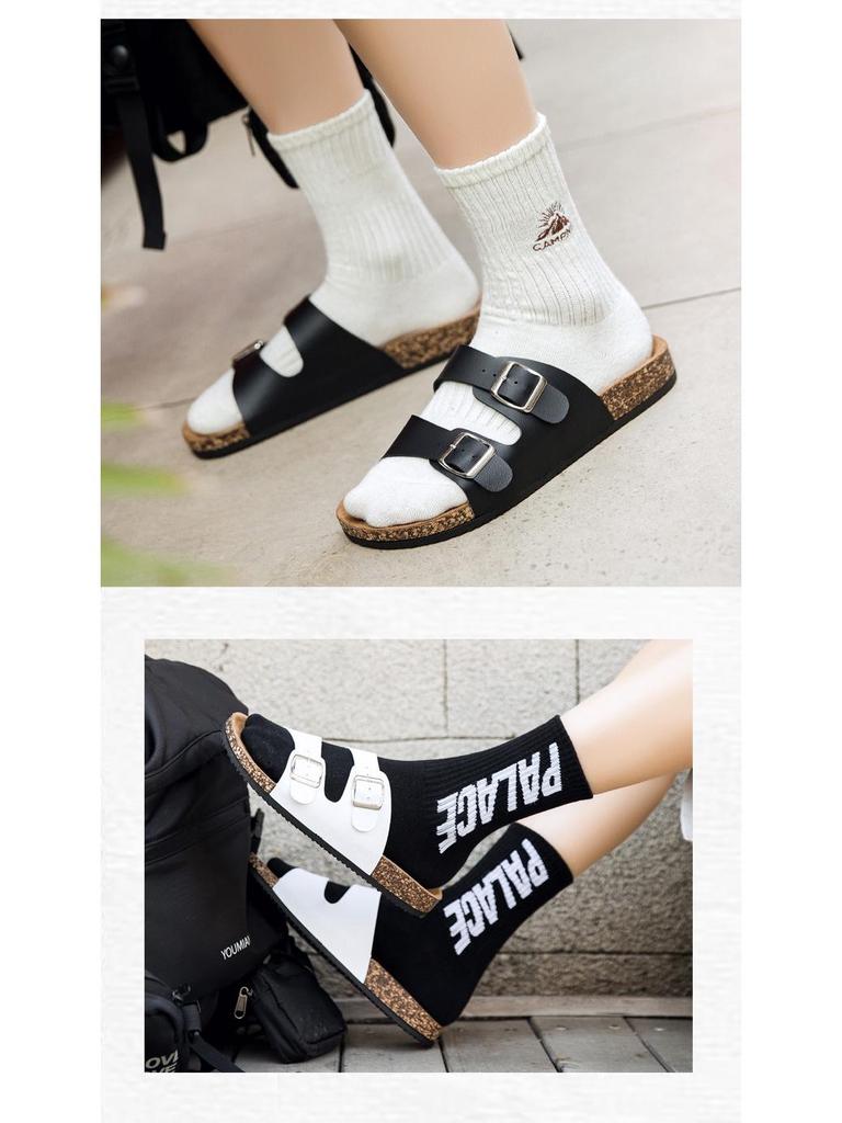 Мужские сандалии Birkenstock с двумя пряжками и открытым носом - Летняя повседневная уличная обувь Шлепанцы