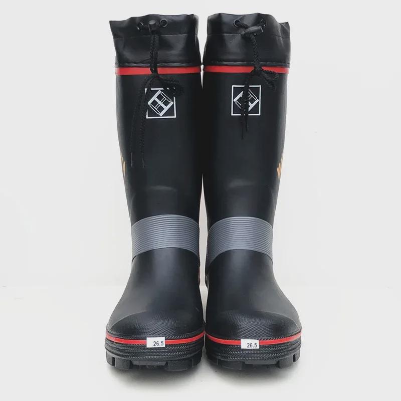 Men's Steel-Spiked Anti-Slip High Top Rubber Boots for Outdoor Fishing & Snow