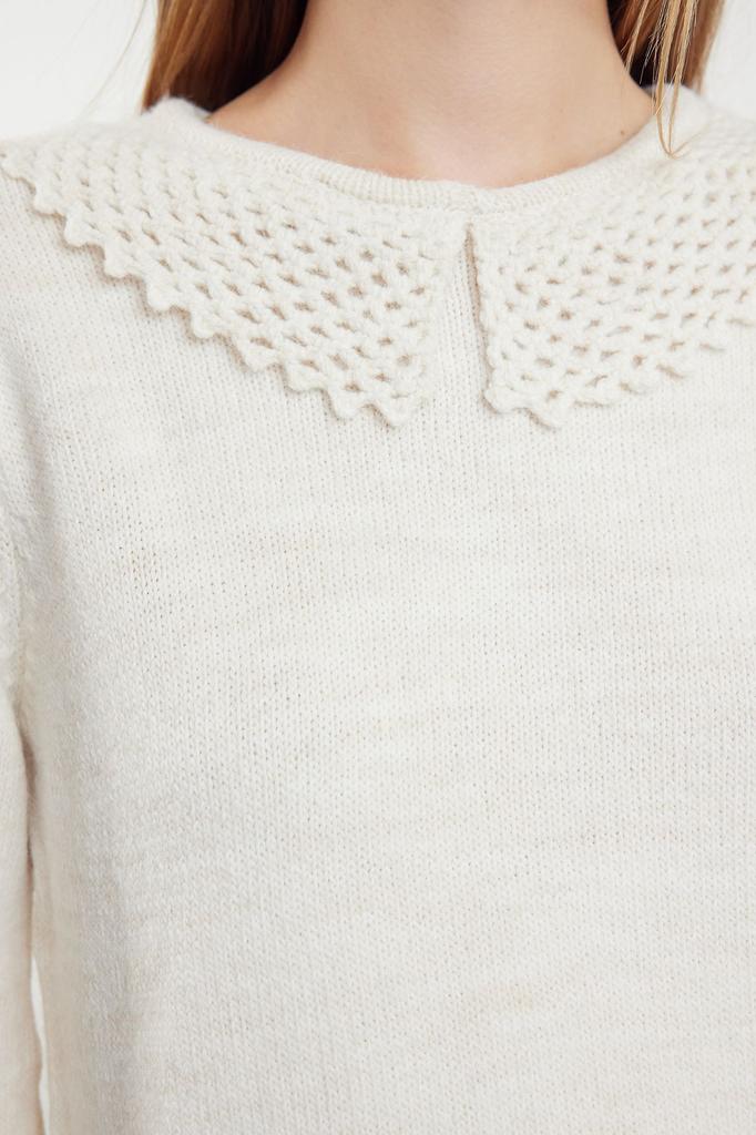 Women's Fashionable Stylish Sweater Stone Collar Detailed Knitwear Sweater