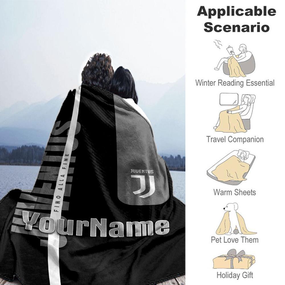 Juventus Customize Text Blanket Multi-purpose Customizable Blanket Soft & Cozy for Livingroom Picnics Living Room Seaside Ideal for All Seasons