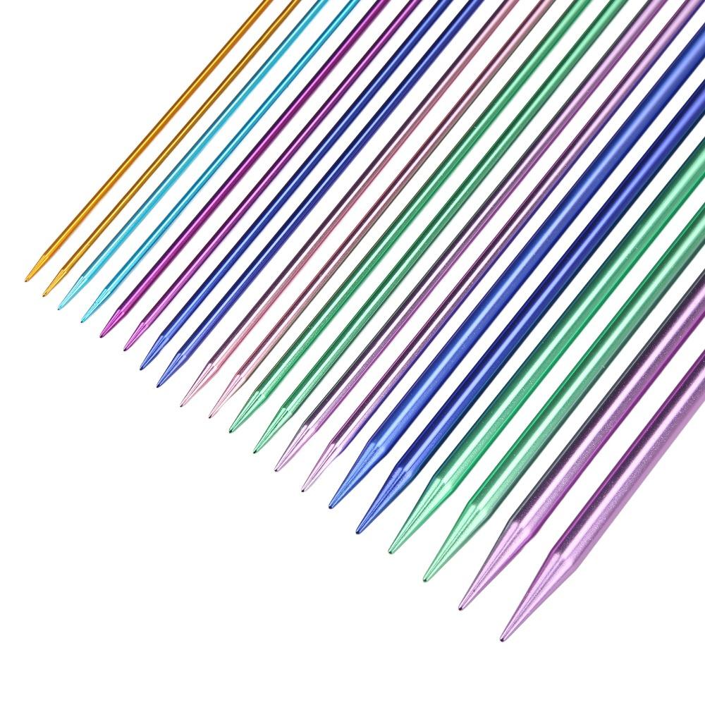 3.0-10.0mm Aluminum Knitting Needles 22pcs in 11 Sizes Colored Straight Needles  For Adults