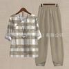 Europe beautiful women casual suit popular fashion summer new five-quarter sleeve printed top pants two-piece set