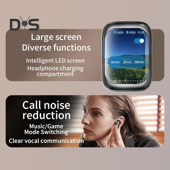 Беспроводные наушники-вкладыши с поддержкой Bluetooth, низким уровнем задержки и шумоподавлением, интеллектуальные полноцветные сенсорные слайдеры-наушники