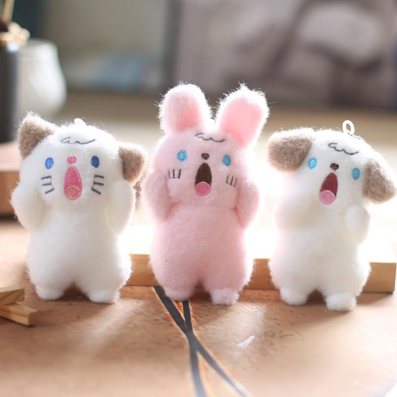 Adorable Plush Screaming Dog Keychain Soft Stuffed Animal Bag Charm