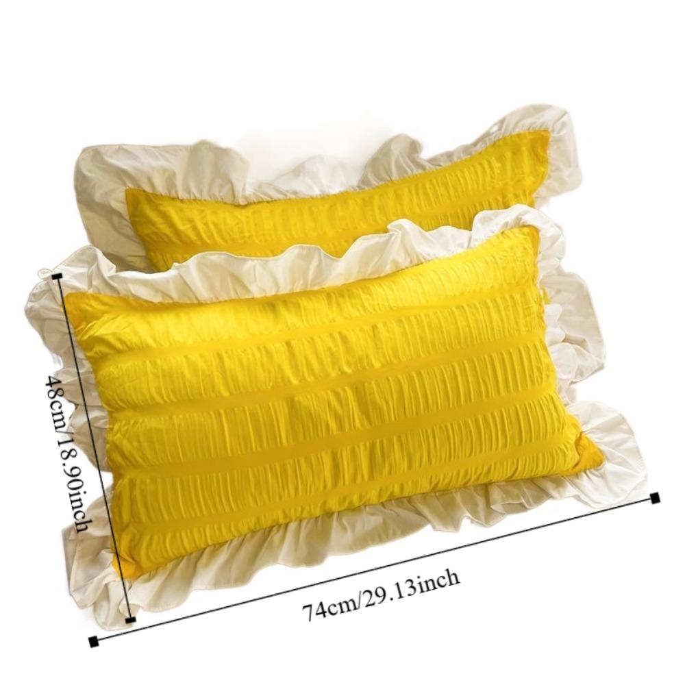 2PCS Soft Princess Pillowcase Candy Color Bedding Cover Cute Pillow Towel Bedroom