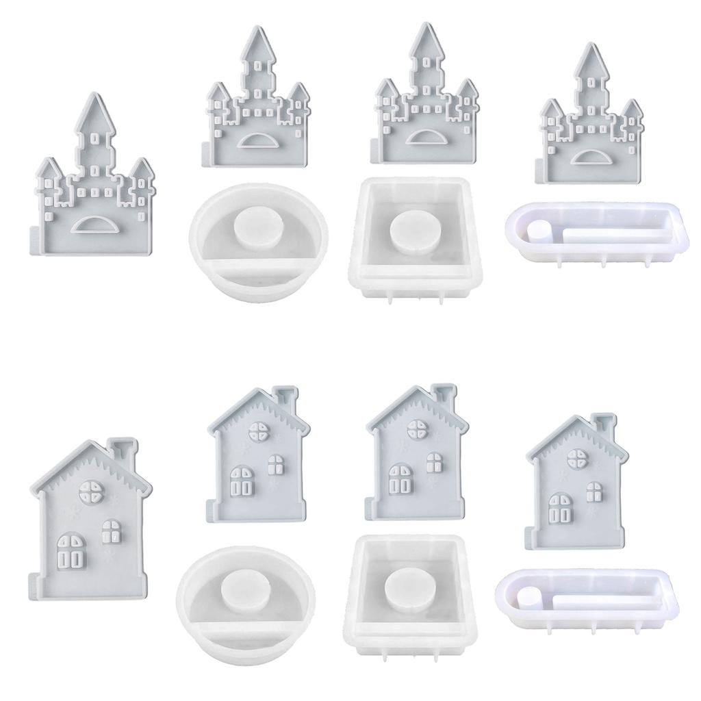 Castle House Candlesticks Resins Moulds Snow House Candle Holder Silicone Molds DIY Castings Moulds for Home Decorations