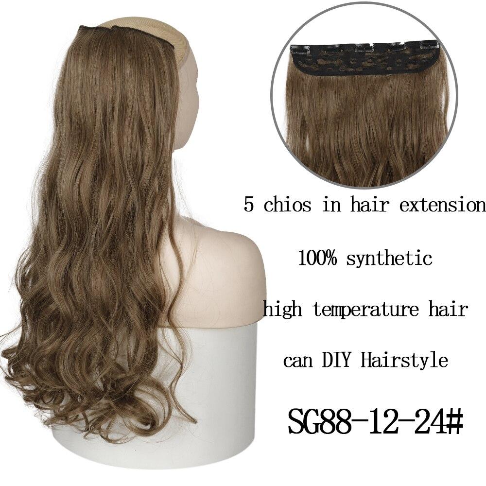 MISSQUEEN 22 Inches 5 Clip In Hair Extension Heat Resistant Fake Hairpieces Long Wavy Hairstyles Synthetic Clip In On Hair Extensions