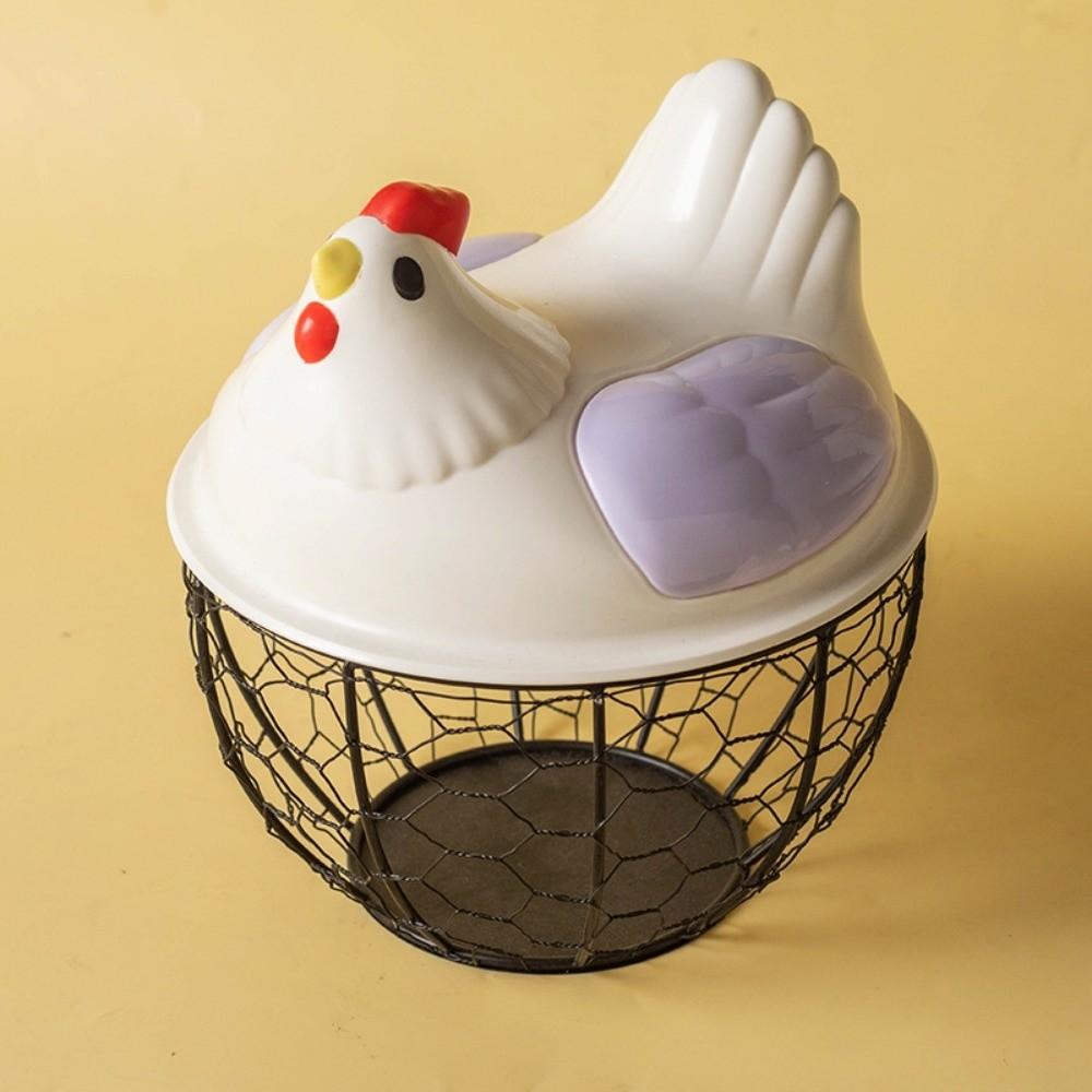 Rustic Egg Container Storage Hollow Iron Basket Hen Shape Egg Basket Kitchen Accessories