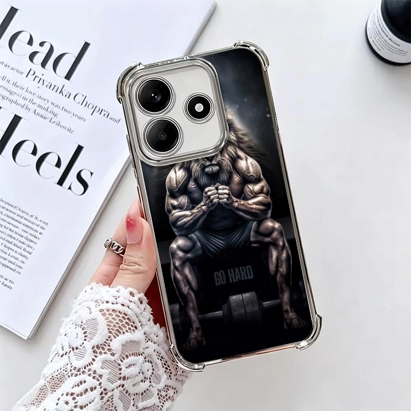 Lion Male Man King Plating Phone Case For Xiaomi Redmi Note 14 15 Pro Plus 13 12 11 11S 11T 10 9S 9 5G Anti-Fall Airabag Cover