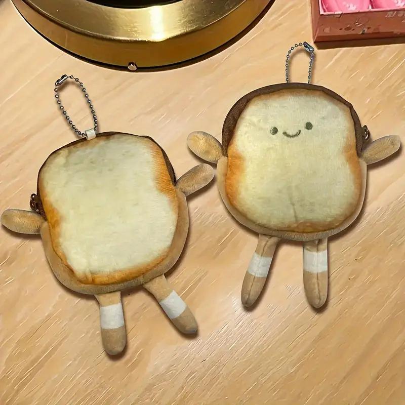 Женский кошелек для монет с подвеской Ins Style Toast Cute Expression Маленький кошелек Корейская плюшевая сумка для хранения Креативный японский