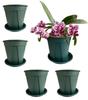 ASPALAND Slit Plastic Flower Prevents Root Comes with Bottom for Set of 5 Pots, Pots, Rot, Plate, Houseplants, Flowers, (Size 5)