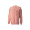 Puma Solid Color Logo Print Round Neck Long Sleeve Sweatshirt Unisex Sweatshirt Rose-Pink 535382-24