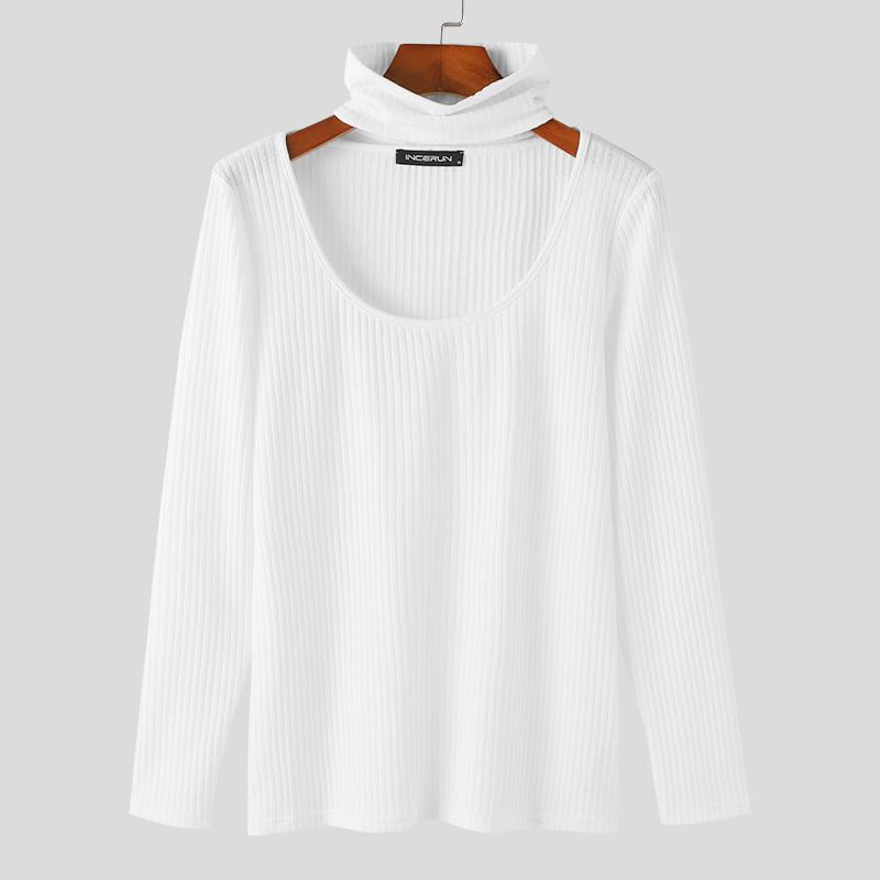 INCERUN Мужские трикотажные топы с нагрудником и длинными рукавами, повседневные пуловеры