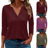 Women's T Shirt Tee Solid Color 3/4 Sleeve Daily Weekend Fashion Basic V Neck Regular Top