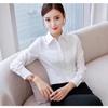 Korean Style Women's Long Sleeve White Blouse - Casual, Plus Size, Anti-Exposure Shirt