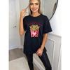 Oversized T Shirt Black Fries Before Guys Graphic With Heart XOXO Print Casual Wear For Women Summer Outfit Street Style Fashion Top