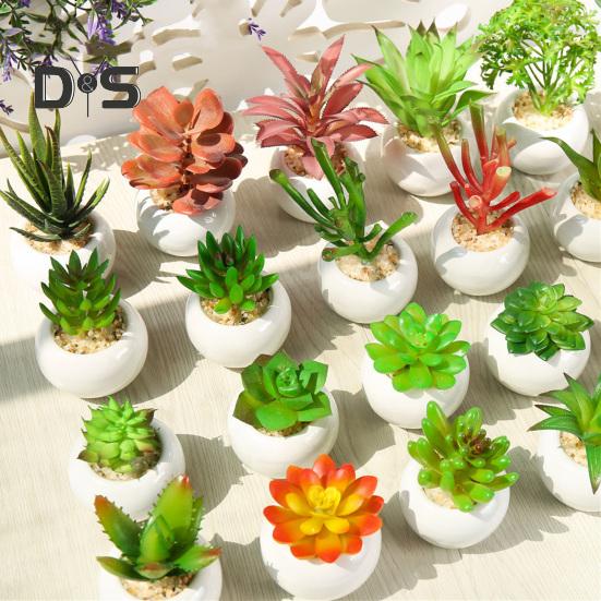 Пластиковые искусственные сочные анти-выцветания красивые маленькие поддельные растения в горшках настольные украшения