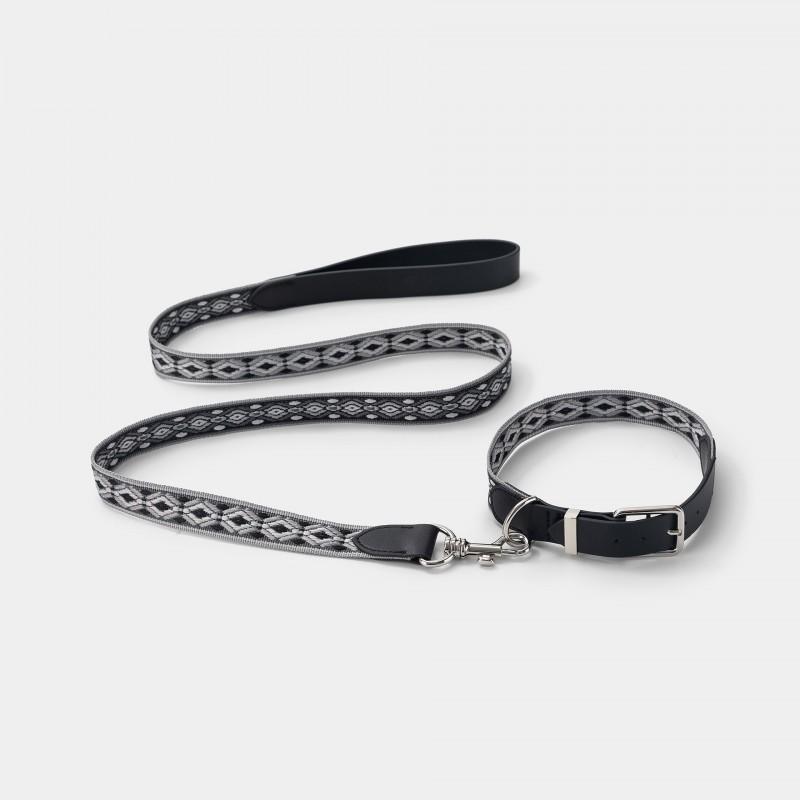 Comfortable Pet Collar Leash Set With Woven Strap Genuine Leather Adjustable Small To Medium Dogs 2.5-25kg