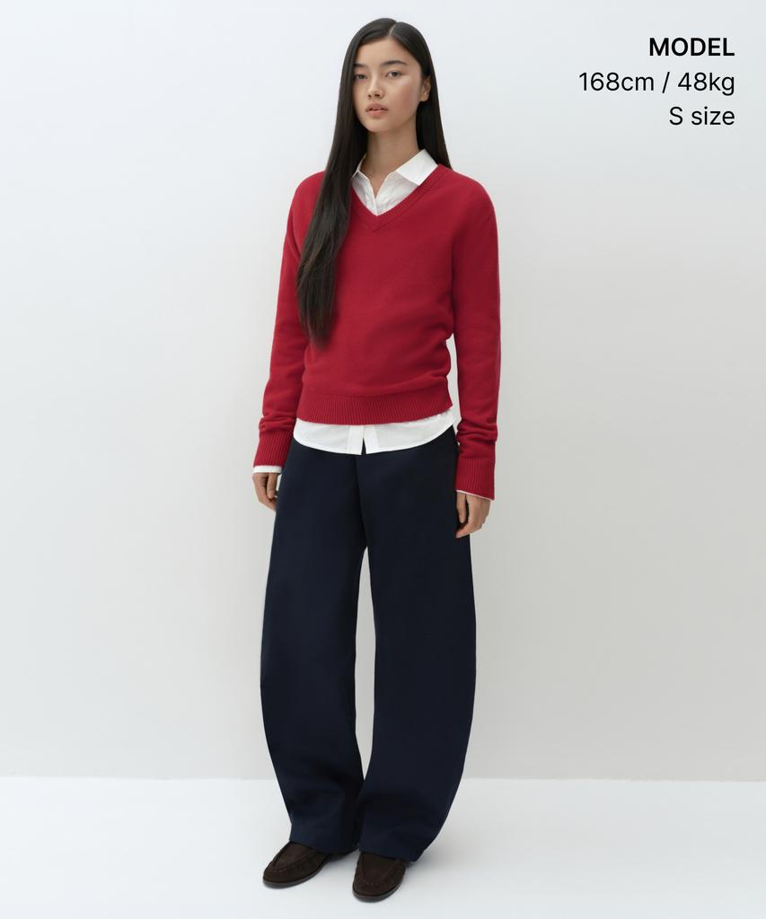 MUSINSA STANDARD WOMAN [Victoria Wool] Women'S V-Neck Knit [Red]