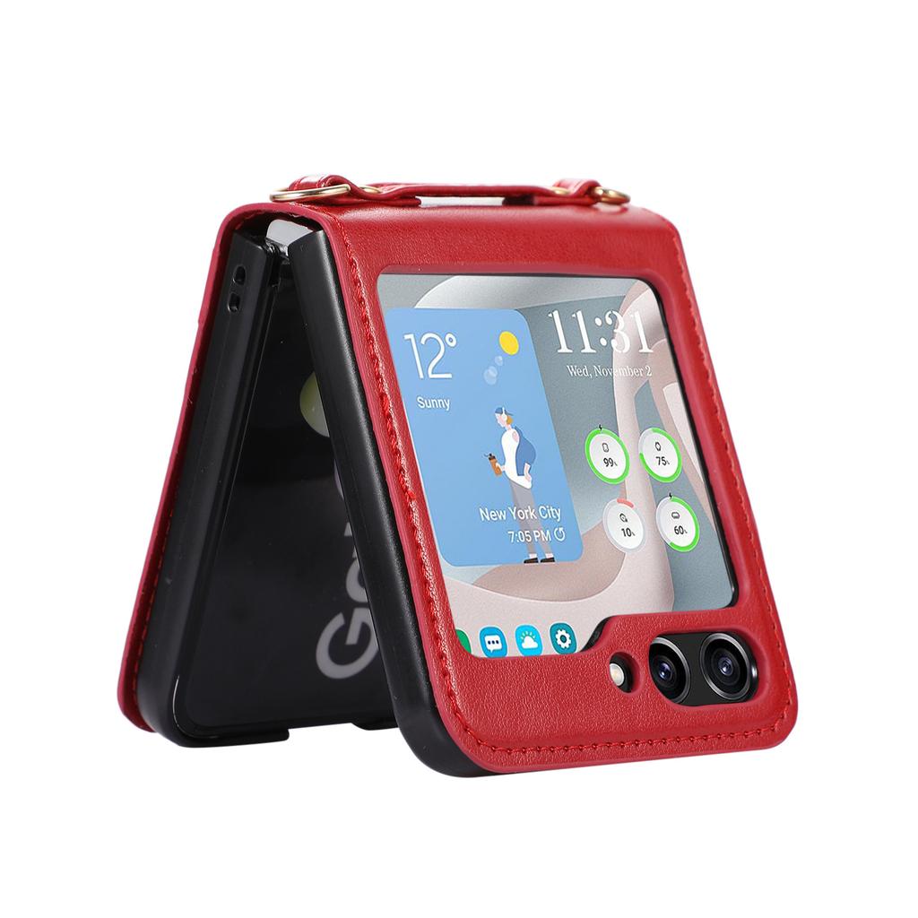 Applicable to Samsung Z Flip5Phone case foldable Flip4Crossbody phone case with card slot protection