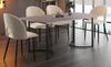 Dining Set, 140x80cm Dining Table with 4 Chairs, Velvet Dining Chair with Diamond Pattern, Beige Velvet, MDF Table Top in Grey, Black Table Legs