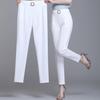 High Waist Elastic Harem Pants for Women Commuter Casual Capri Pants Fashion Solid Color Pockets Sashes Trousers 4XL