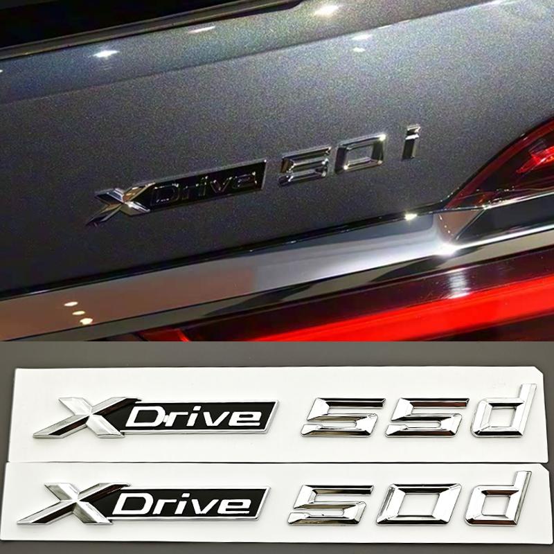 For BMW X5 X7 XDrive 50d 55d Tail Exterior Accessories Logo XDrive 50d 55d Badge ABS Chrome Black Rear Trunk Emblem Sticker