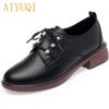 Женская обувь, повседневные женские туфли из натуральной кожи большого размера, оксфорды, женские туфли на шнуровке в британском стиле