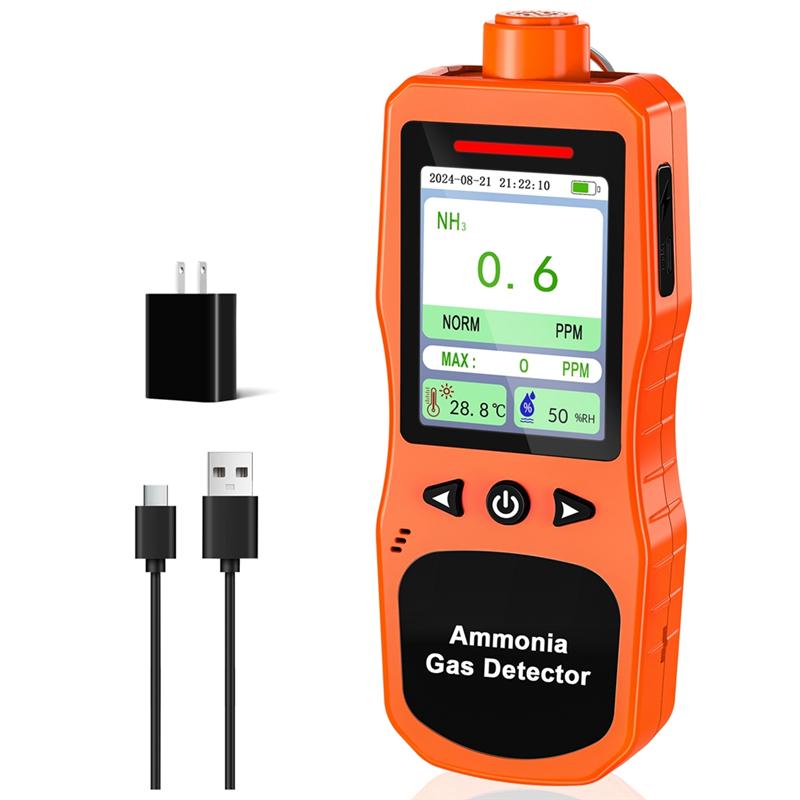 A27F-0-200 PPM Ammonia Gas Detector Portable Monitor With Temperature Humidity Tester, US PLUG For Farm, Poultry, Pig, Livestock