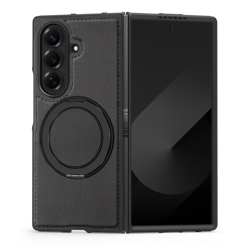 Для Samsung Galaxy Z Fold7 Fold6 Fold5 Fold4 Чехол Магнитный Magsafe 360° Вращающийся Умный Металлический Держатель Подставка Матовая Кожаная Крышка