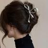 Sweet Metal Bow Ribbon Clip, Anti Slip Shark Clip, Elegant Ponytail Clip, Fashionable Hair Accessory