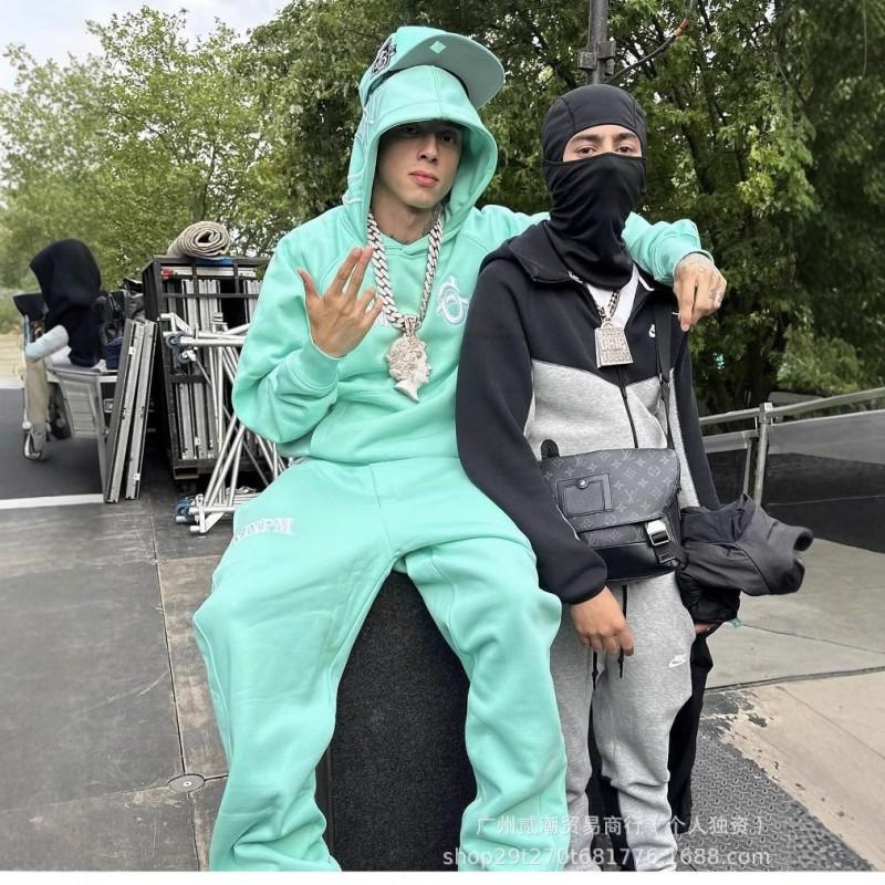 Mens Oversized Hooded Sweatshirt Set With Letter Print Warm Fleece Lined Loose Fit Streetwear Winter Casual Wear