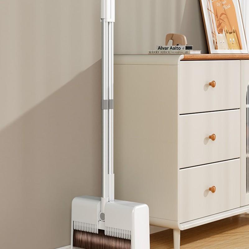 Slim Gap Cleaning Broom Set With Dustpan Home Use Hair-Resistant Scraper Combo ABS Plastic Steel/Aluminum Handle