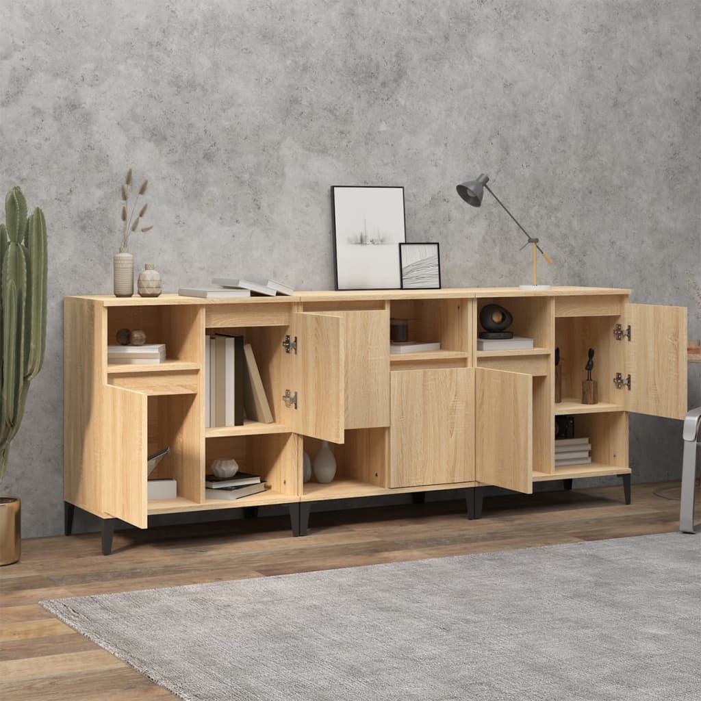 Sideboards 3 pcs Sonoma Oak 60 x 35 x 70 cm Engineered Wood