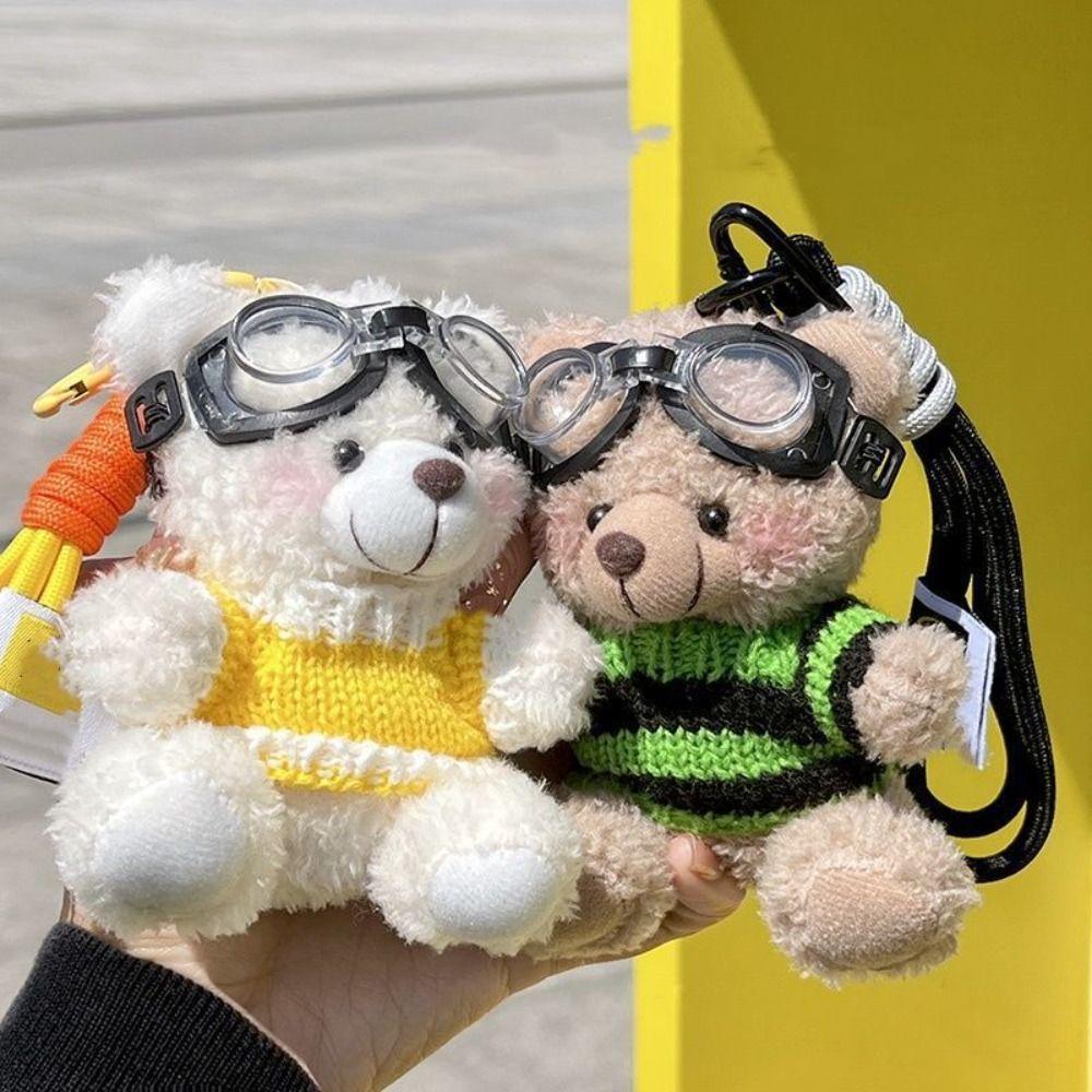 Bag Pendant Pilot Bear Keychain Stuffed Animal Plush Key Ring Car Key Chain   Gift Jewelry
